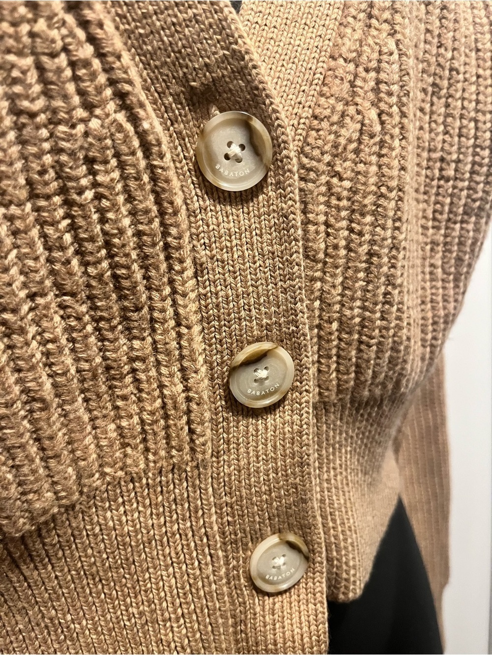 Babaton Merino Wool Cardigan Sweater Canberra Small Oversize / Medium Beige Crop - Picture 4 of 9